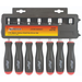 A set of 7 BONDHUS Metric Nut Drivers with black ergonomic handles and silver chrome-plated shafts, displayed in a gray plastic packaging.