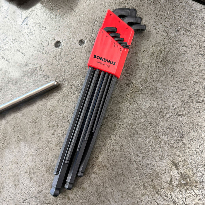 Set of Bondhus hex keys on a concrete surface