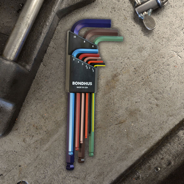BONDHUS BLX9MCG ColourGuard BallEnd Hex Key 9pcs Metric Set