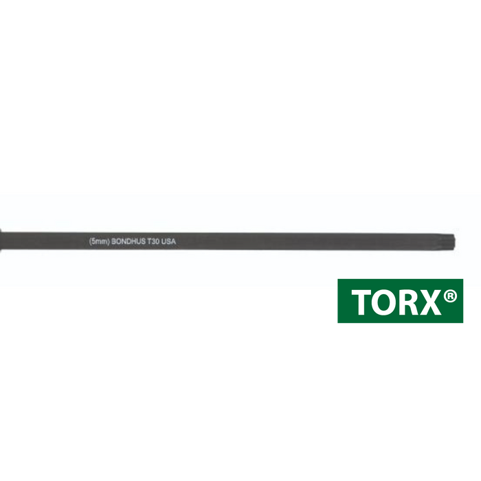 A black TORX 6 inch (150mm) socket bit with the TORX logo and 'Made in USA' text printed on it.