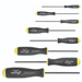 A set of black and yellow BONDHUS ProHold BallEnd Screwdrivers with different sizes for various tasks.