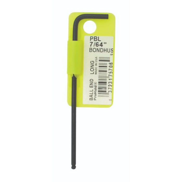 Single ProHold Tip Ball End L-Wrench in yellow hanging case7/64 inch