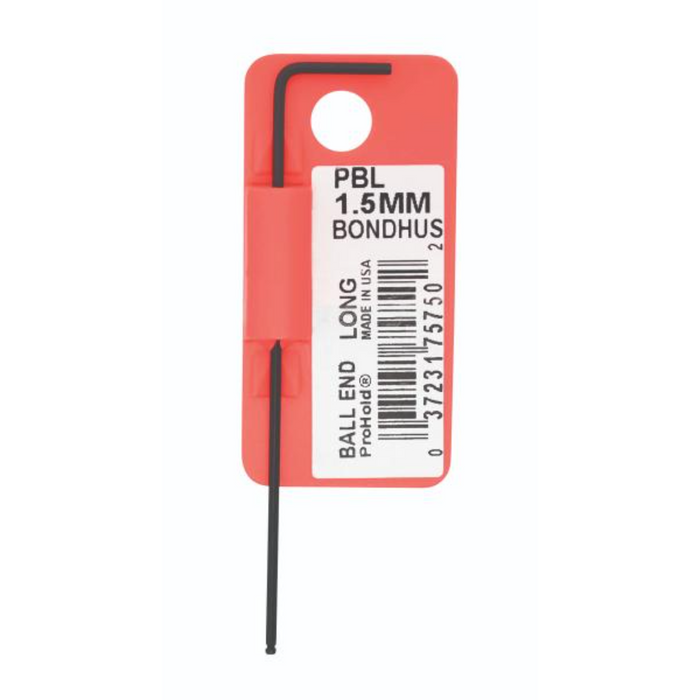 A red ProHold ball end metric L-wrench with a black tip and a non-magnetic button. 3mm