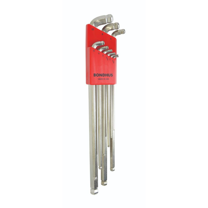 BONDHUS SDBLX9MBXL BriteGuard Stubby Double BallEnd Hex 9pcs Metric Set 1.5mm-10mm