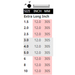 chart showing the sizes of Extra Long Metric Blades