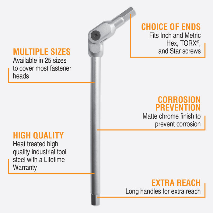 Socket wrench tool with features highlighted on a white background