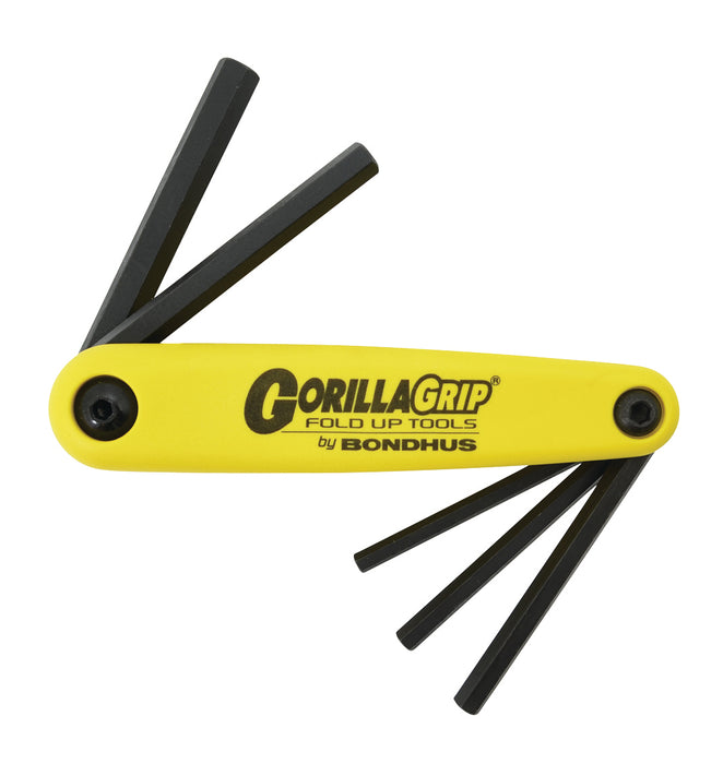 Yellow fold-up tool with black components on a white background, featuring 'Gorilla Grip' branding.