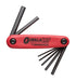 Red GorillaGrip fold-up tool with black hex keys on a white background