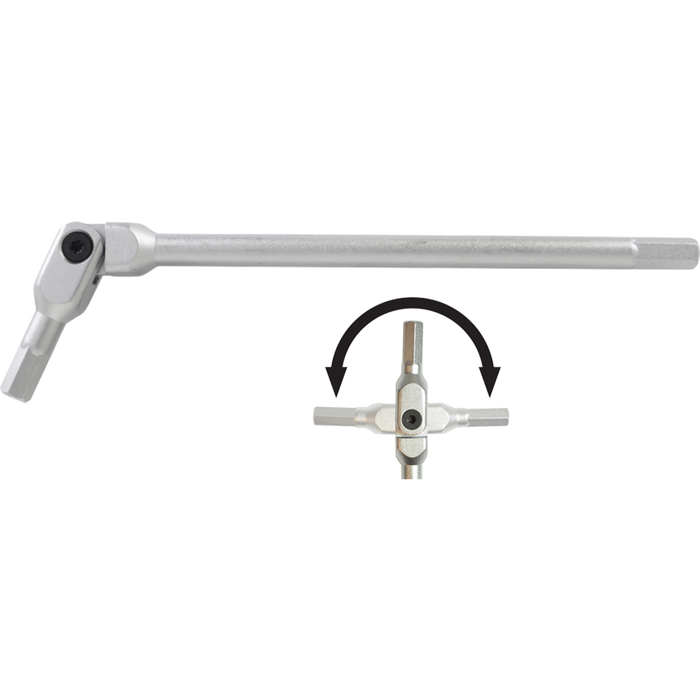 Graphic showing how the head of a Hex Pro Pivot Wrench swivels