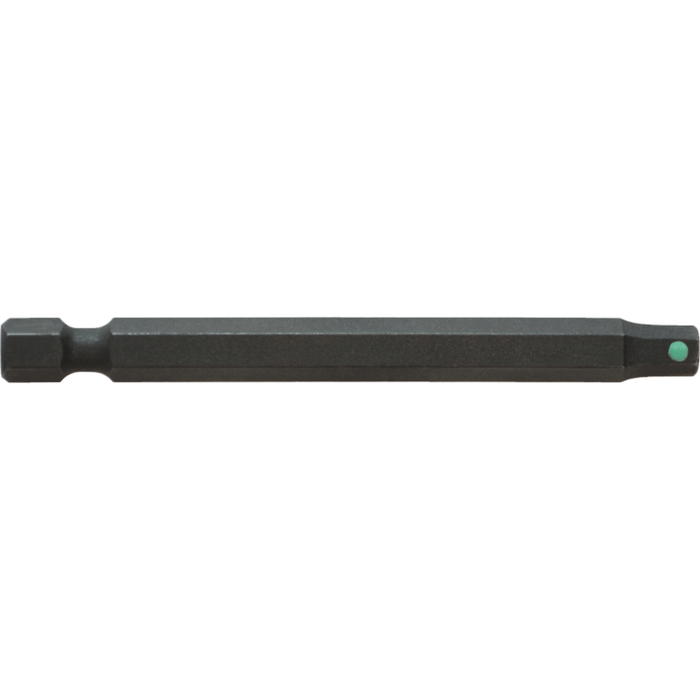 A black ProHold Hex End Power Bit with a green identification tag.